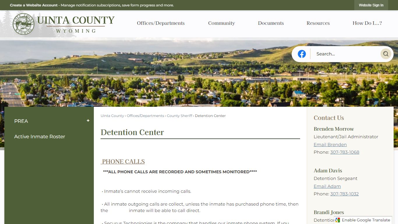 Detention Center | Uinta County, WY - Official Website