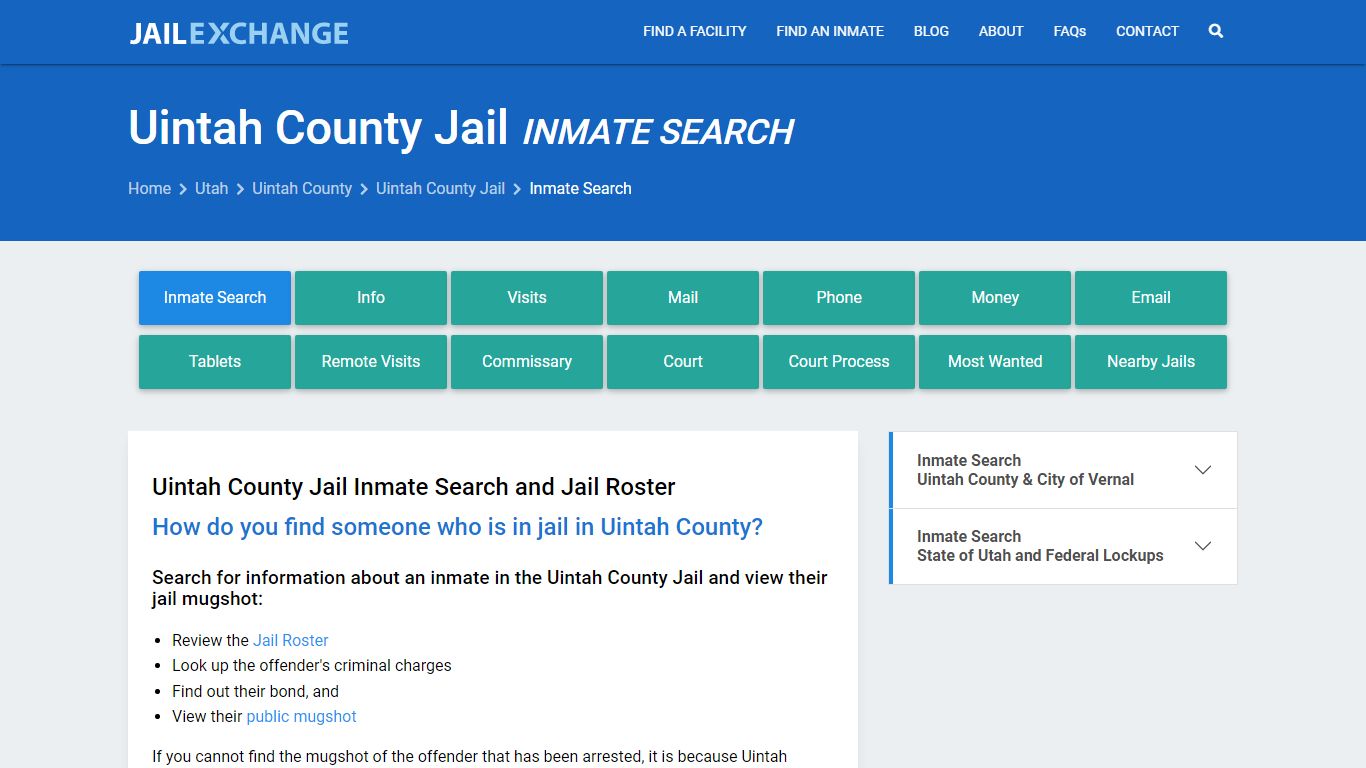 Inmate Search: Roster & Mugshots - Uintah County Jail, UT
