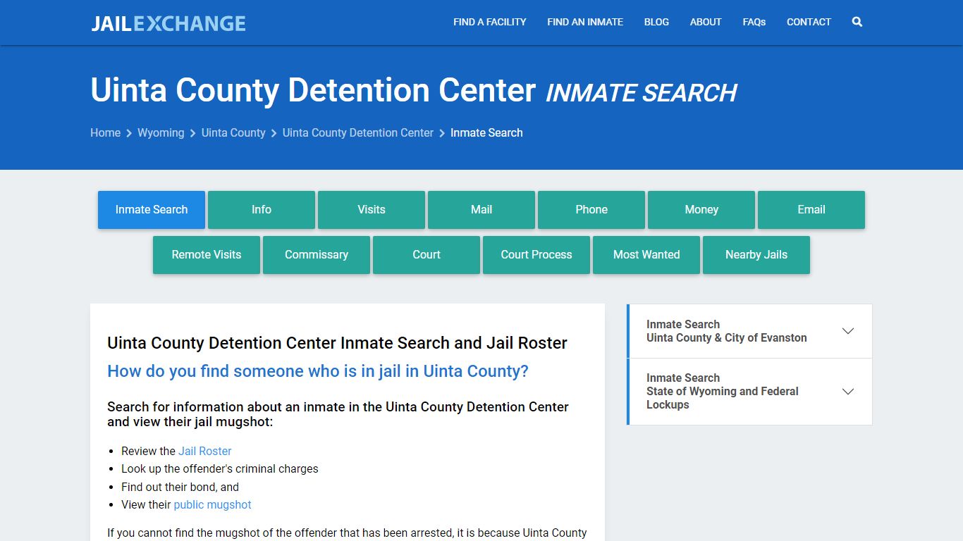 Uinta County Detention Center Inmate Search - Jail Exchange