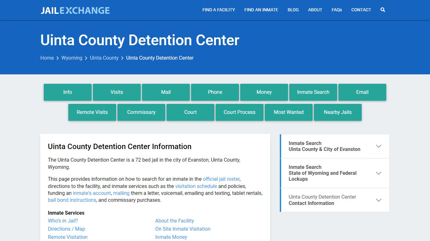 Uinta County Detention Center, WY Inmate Search, Information